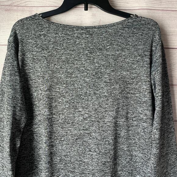 Dark Heather Gray Long Sleeve Athletic Shirt Back Slit Opening - Picture 2 of 14